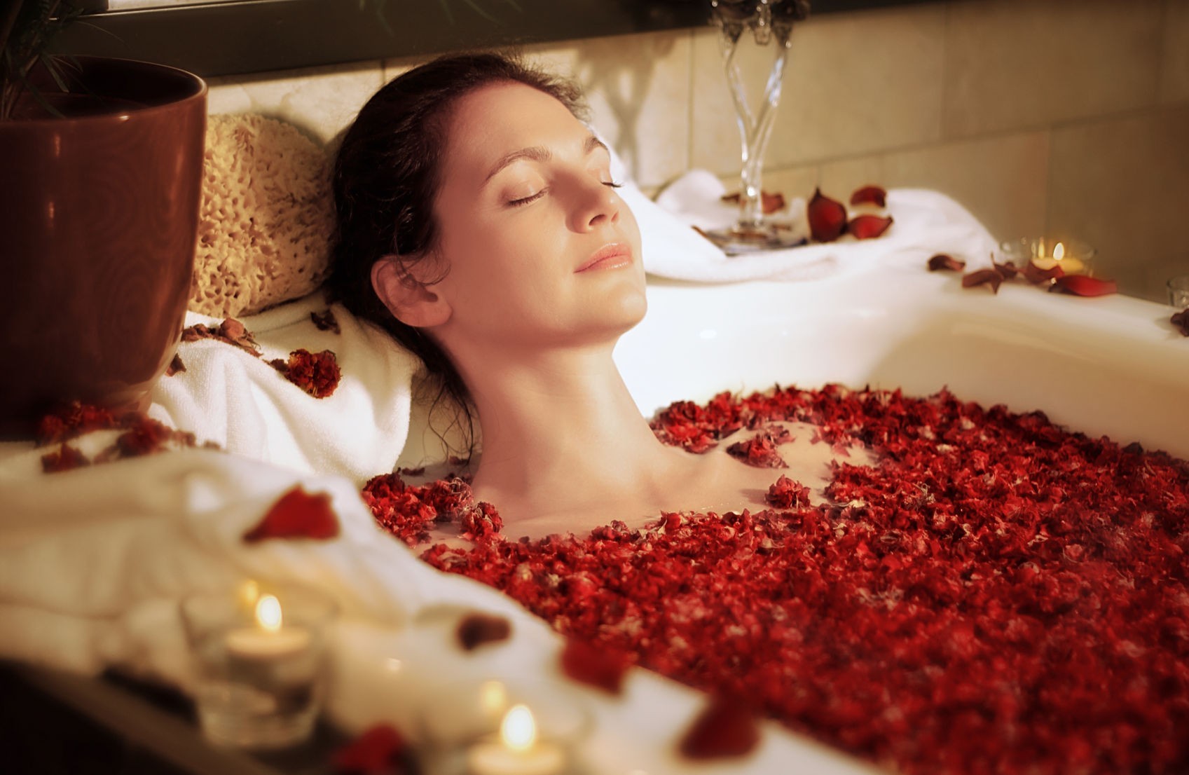 Romantisch bad op Valentijnsdag